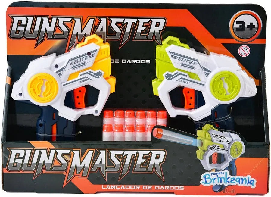 Kit 2 Lançadores de Dardos Elite 12 Dardos Guns Master BRINKZANIA