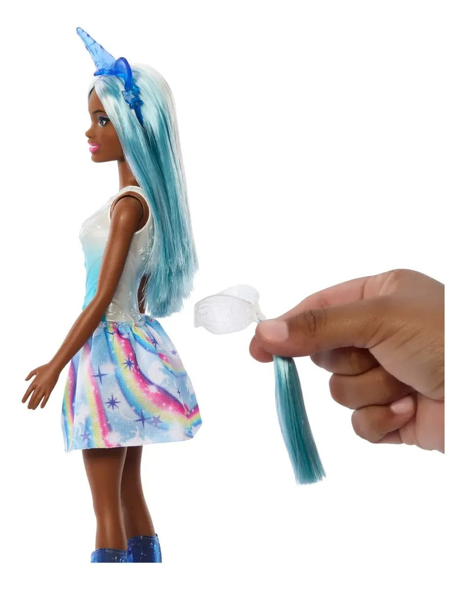 Boneca Barbie Unicórnio Saia de Sonho Azul MATTEL