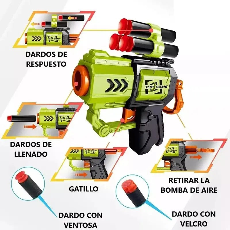 Kit 2 Lançadores de Dardos Top Game 12 Dardos Guns Master BRINKZANIA