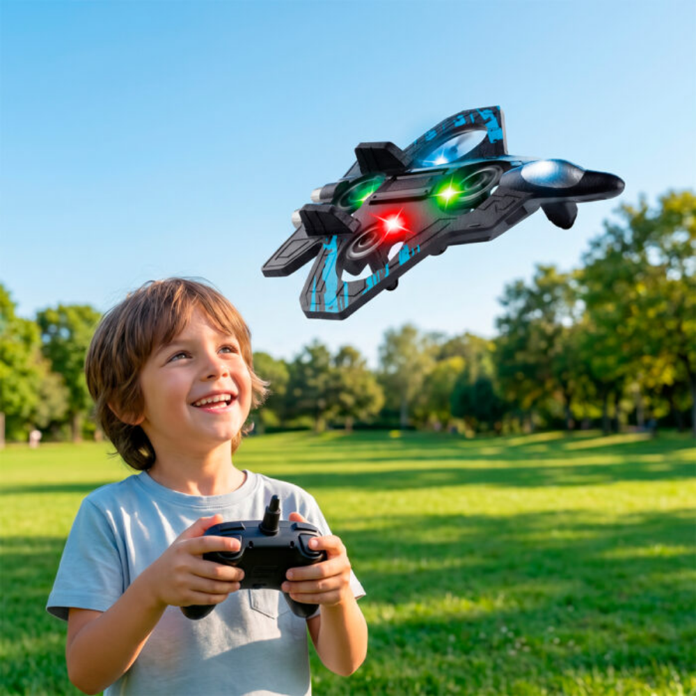 Avião Drone de Controle Remoto de Espuma com Luz Falcon POLIBRINQ