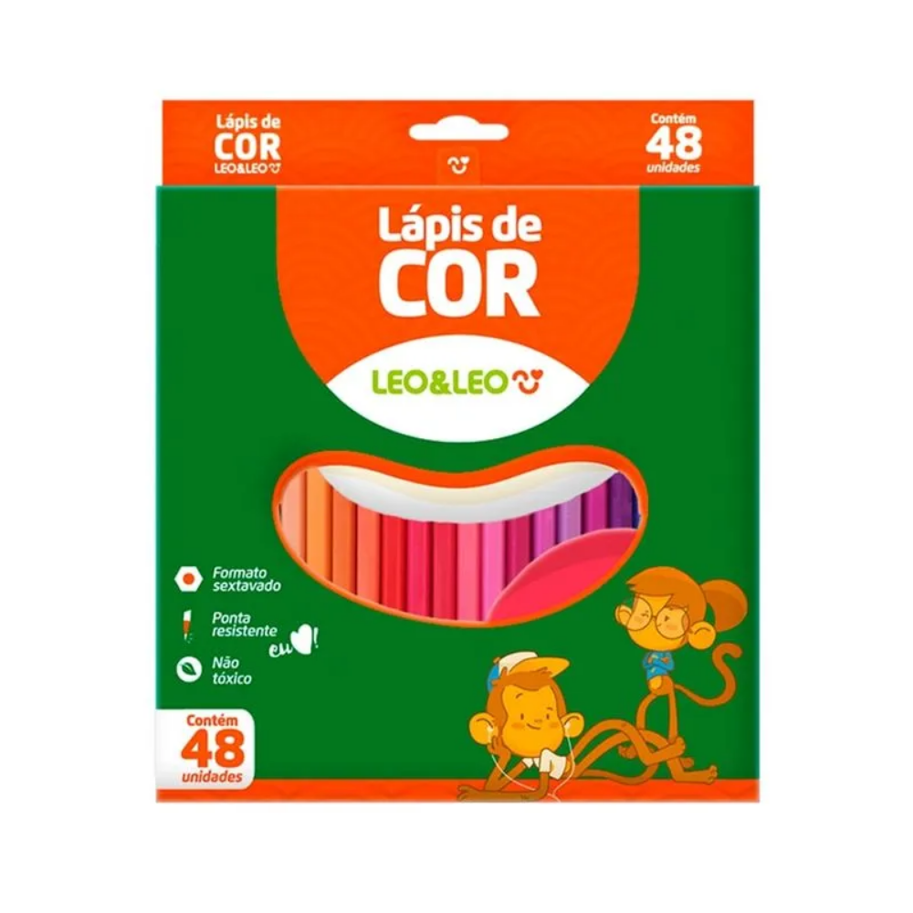 Lápis de Cor 48 Cores Resina Sextavado LEO&LEO