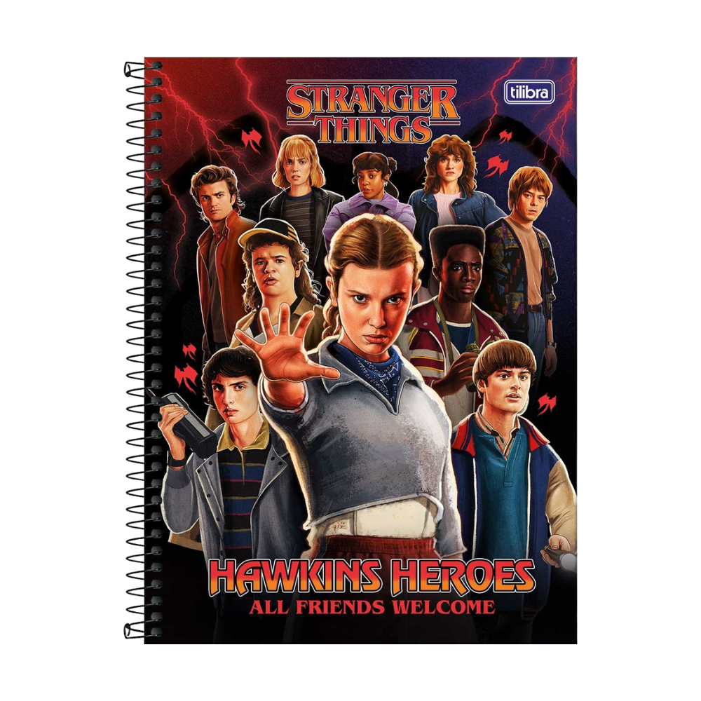 Caderno Universitário 1m 80fls Stranger Things (Hawkins Heroes) TILIBRA