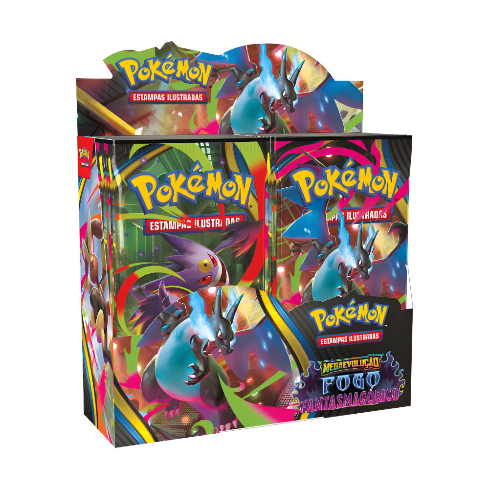 Blister Cartas de Pokemon Mega Evolução Fogo Fantasmagórico COPAG