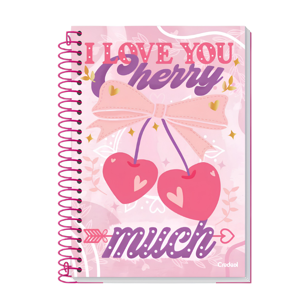 Caderno Universitário 10m 200fls Love (I Love You Cherry) CREDEAL