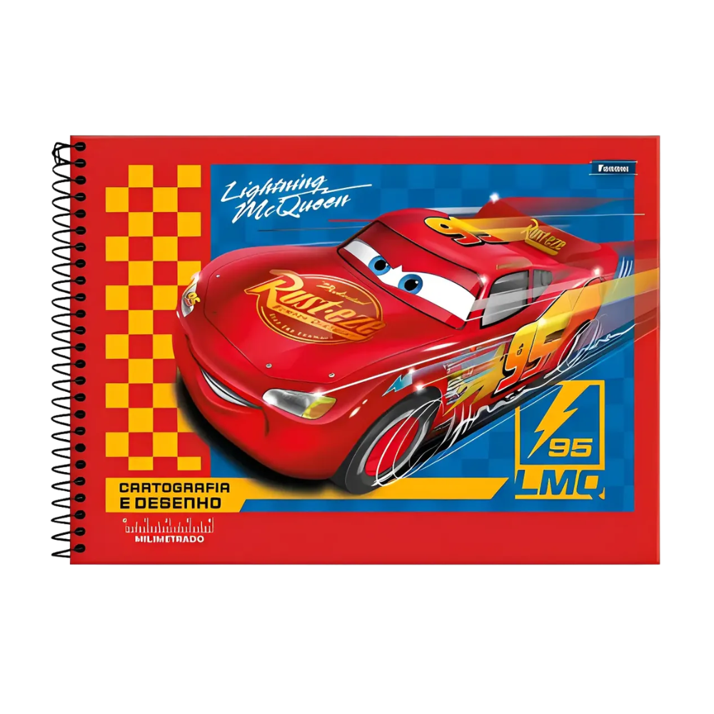 Caderno de Cartografia e Desenho Milimetrado Disney Carros Plus 80f (McQueen) FORONI