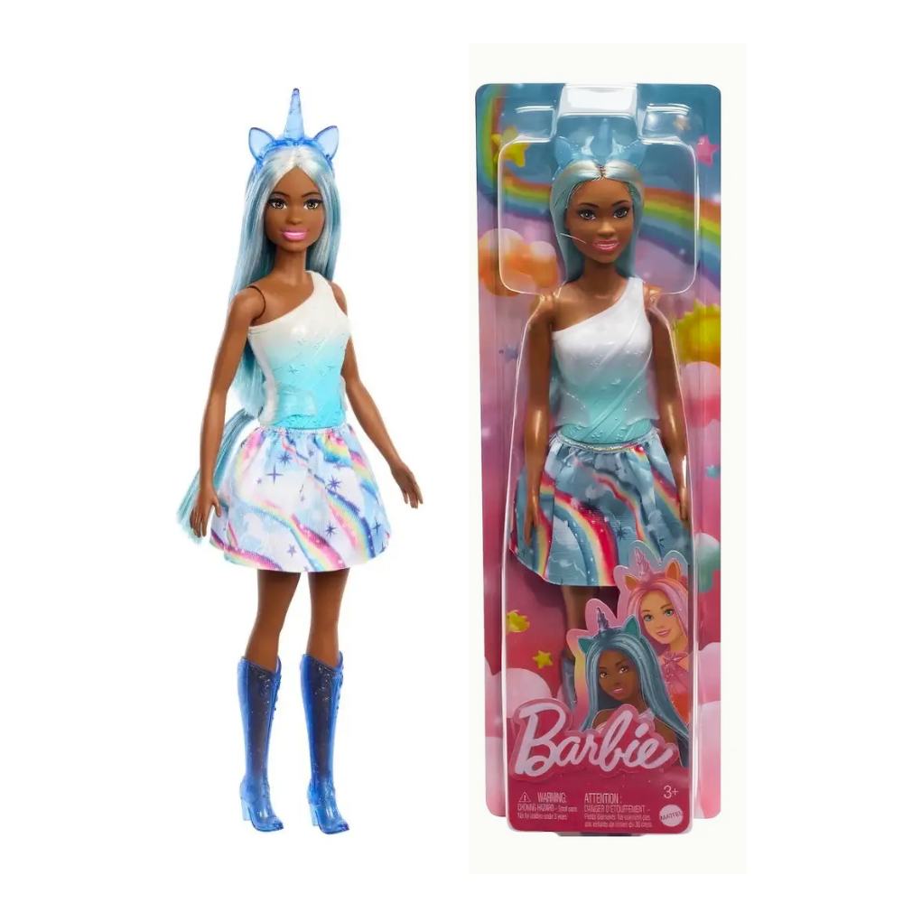 Boneca Barbie Unicórnio Saia de Sonho Azul MATTEL