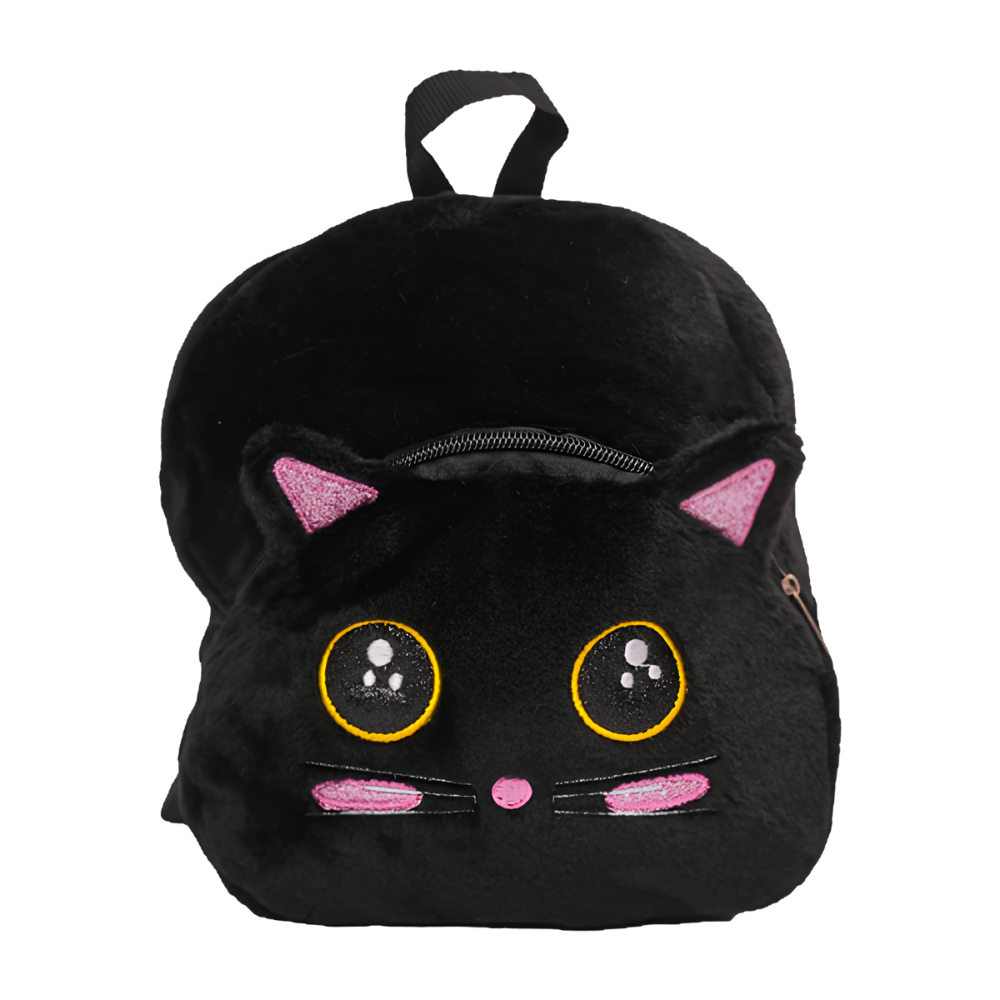 Mochila Escolar Gatinho Preto de Pelúcia School Brinq POLIBRINQ