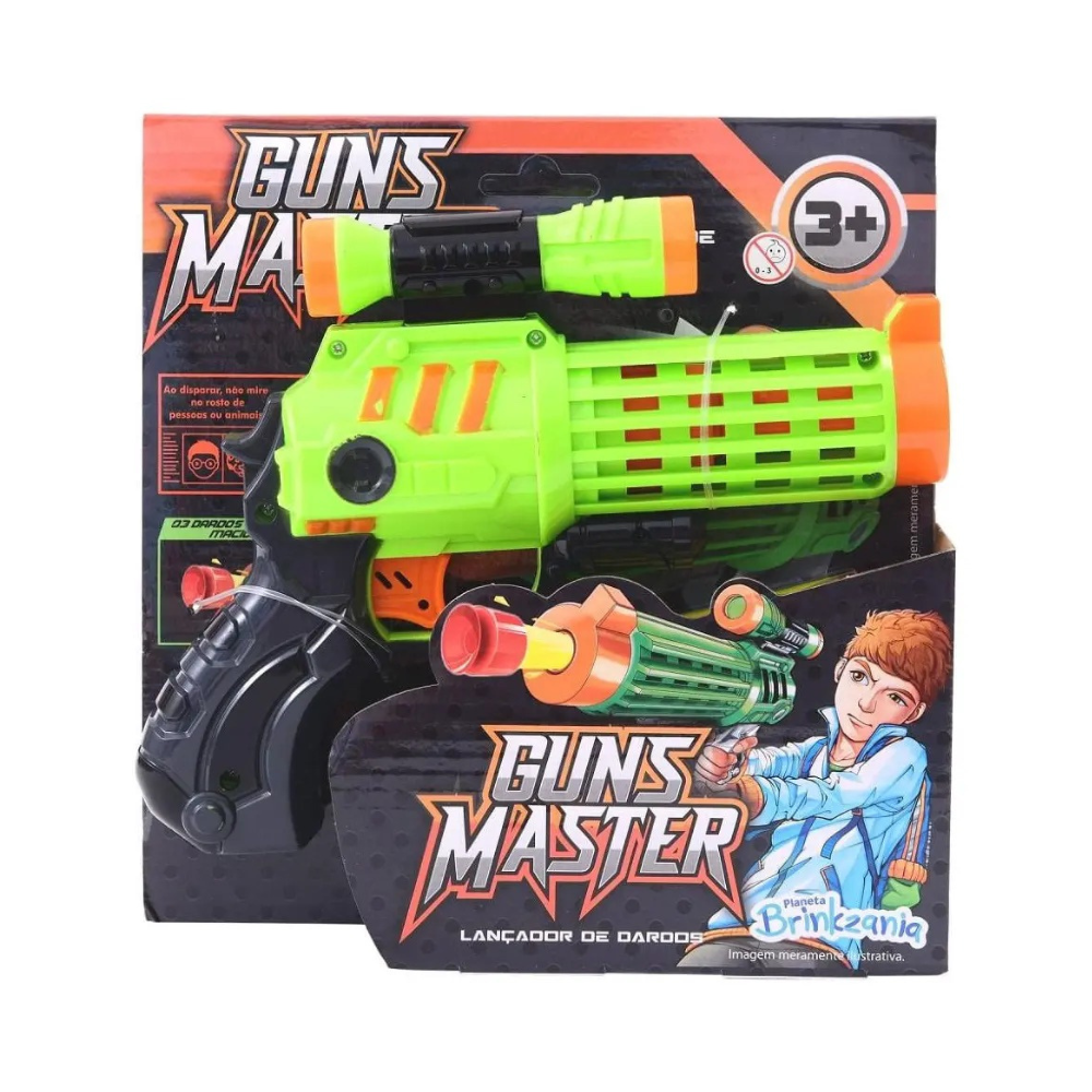 Lançador c/ 3 Dardos e Mira Guns Master BRINKZANIA