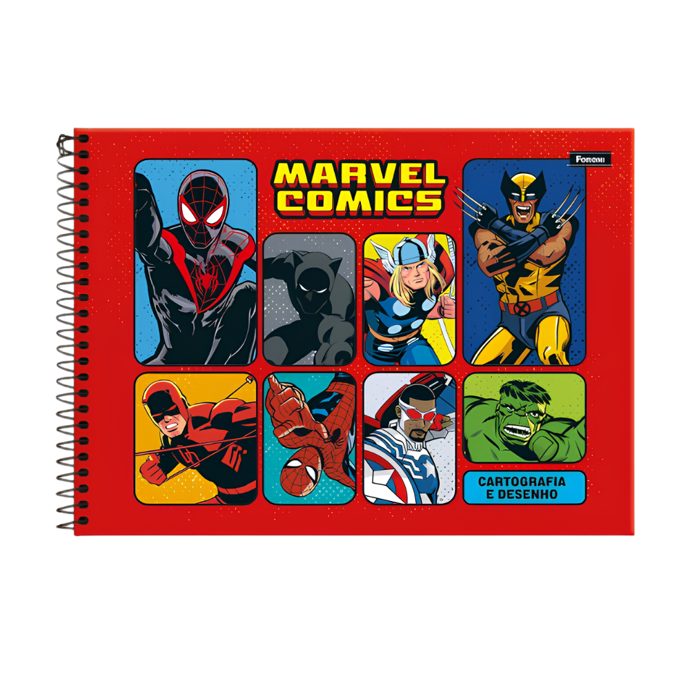 Caderno de Cartografia e Desenho Marvel Comics 80f (Personagens) FORONI