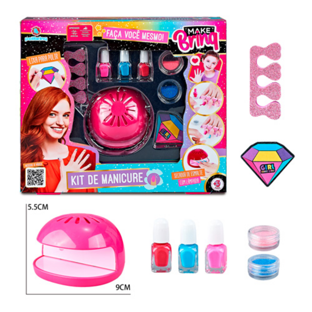 Kit Manicure 8 peças Brinquedo Infantil Make Brinq POLIBRINQ