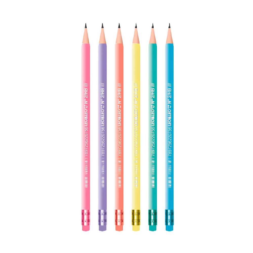 Lápis Grafite Perolado com Borracha Pastel Trend (Salmão) LEO&LEO