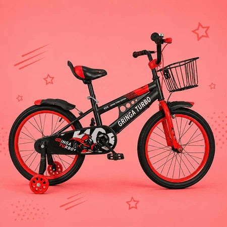 Bicicleta Infantil Turbo Aro 16 LED + Rodinha LED + Freio V-Brake + Cesti