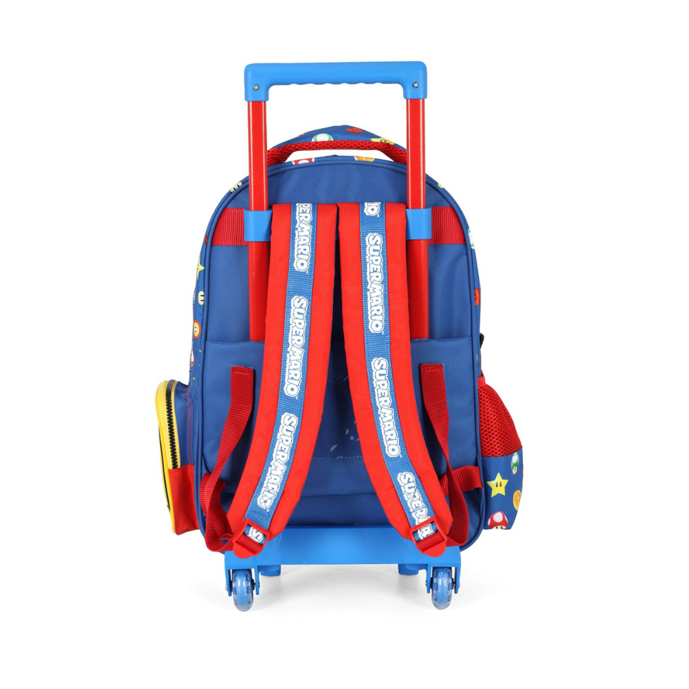 Mochila com Rodas e Alça Super Mario Bros Azul LUXCEL