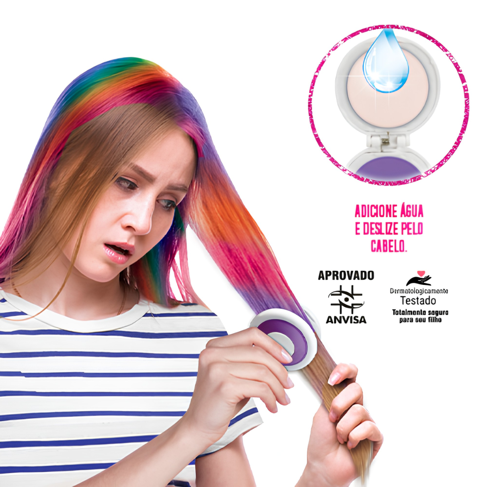 Kit Mechas Coloridas e Adesivos de Unhas Beleza Infantil Make Brinq POLIBRINQ