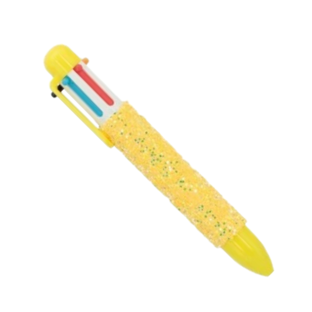 Caneta Multicolorida 6 Cores Glitzy (Amarelo) POLIBRINQ