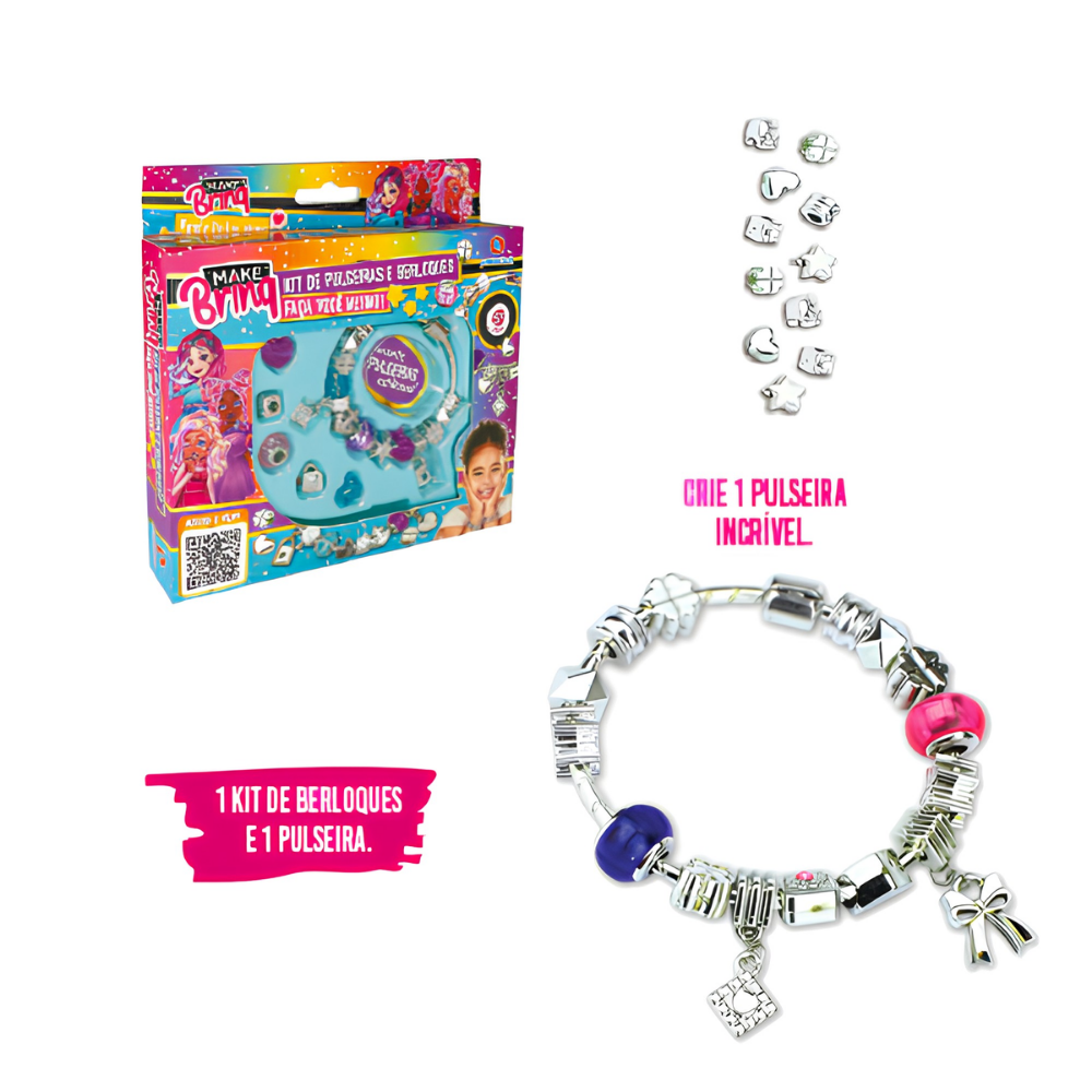 Kit Pulseiras e Berloques Infantil Make Brinq POLIBRINQ