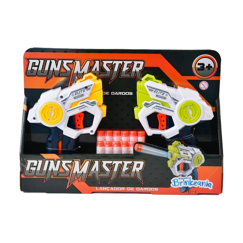 Kit 2 Lançadores de Dardos Elite 12 Dardos Guns Master BRINKZANIA
