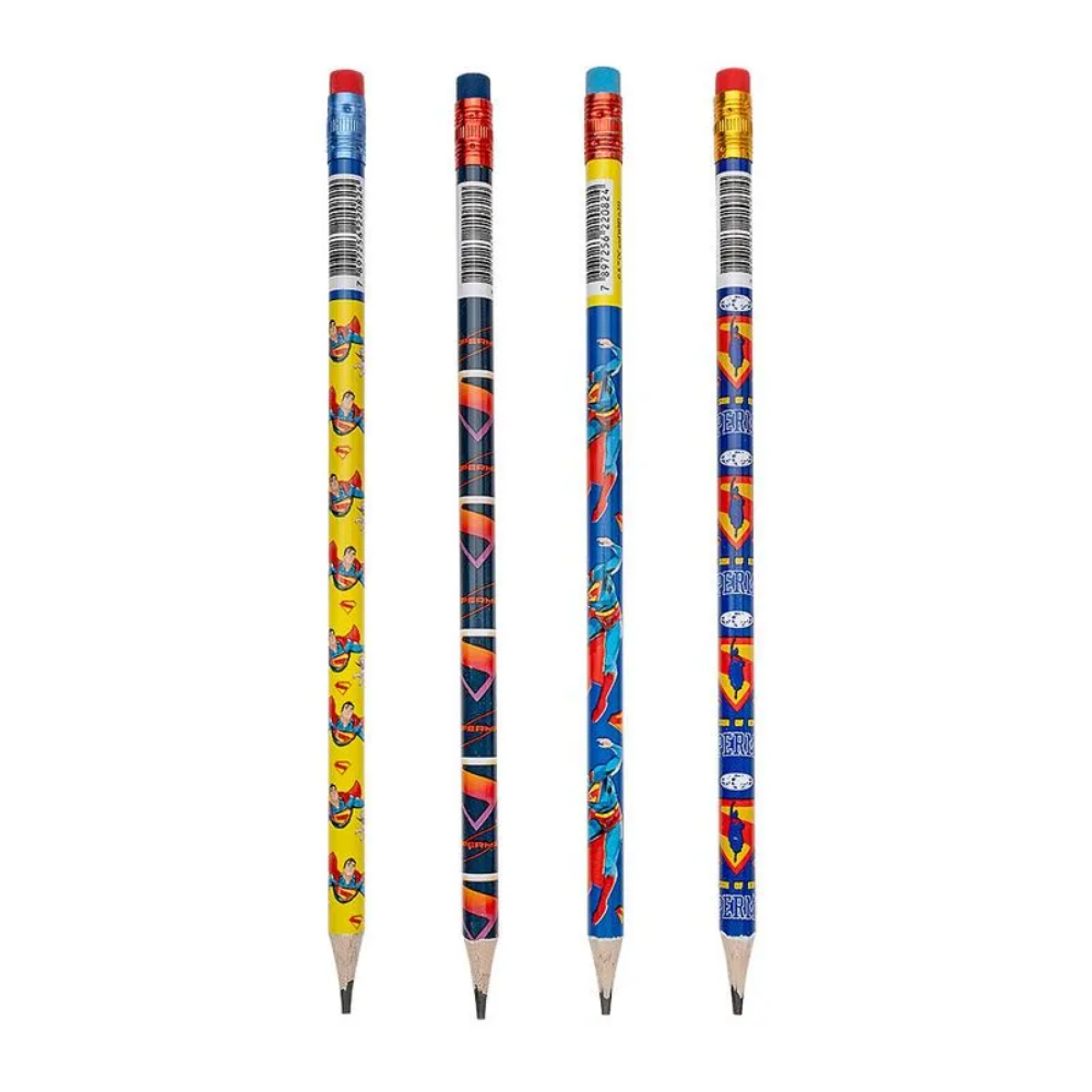 Lápis Grafite HB Resina com Borracha Superman (Azul)  LEO&LEO