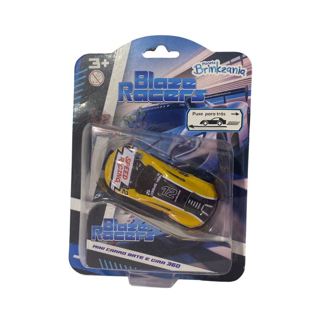 Mini Carro de Fricção Blaze Racers Bate e Gira 360º (Amarelo) BRINKZANIA