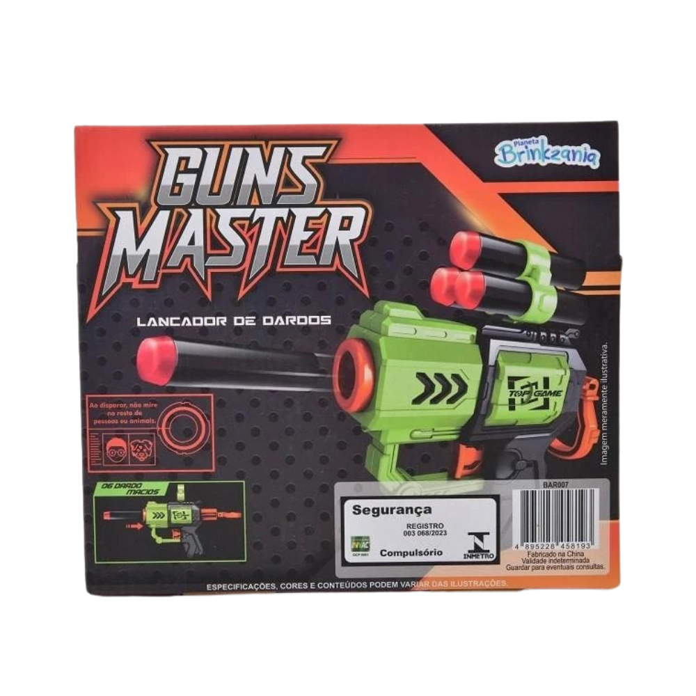Lançador c/ 6 Dardos Top Game Guns Master BRINKZANIA