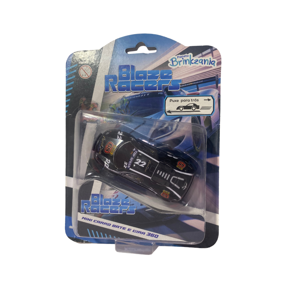 Mini Carro de Fricção Blaze Racers Bate e Gira 360º (Preto) BRINKZANIA