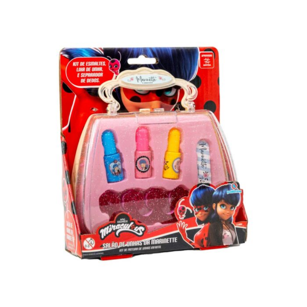 Maleta Kit Salão de Unhas da Marinete Ladybug POLIBRINQ