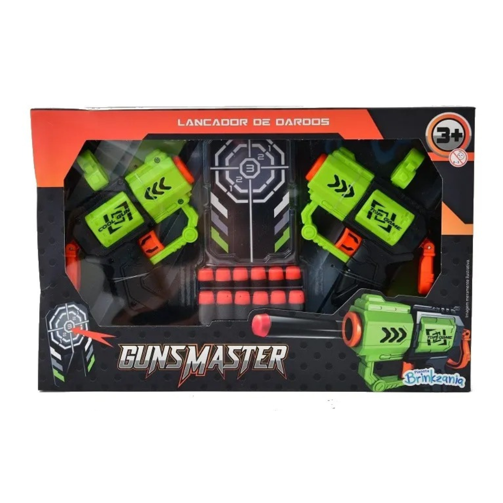 Kit 2 Lançadores de Dardos Top Game 12 Dardos Guns Master BRINKZANIA