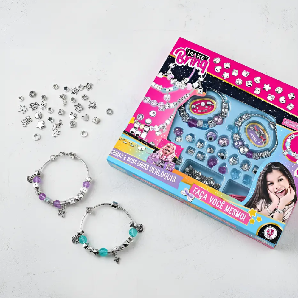 Kit Pulseiras e Berloques Infantil (Grande) Make Brinq POLIBRINQ