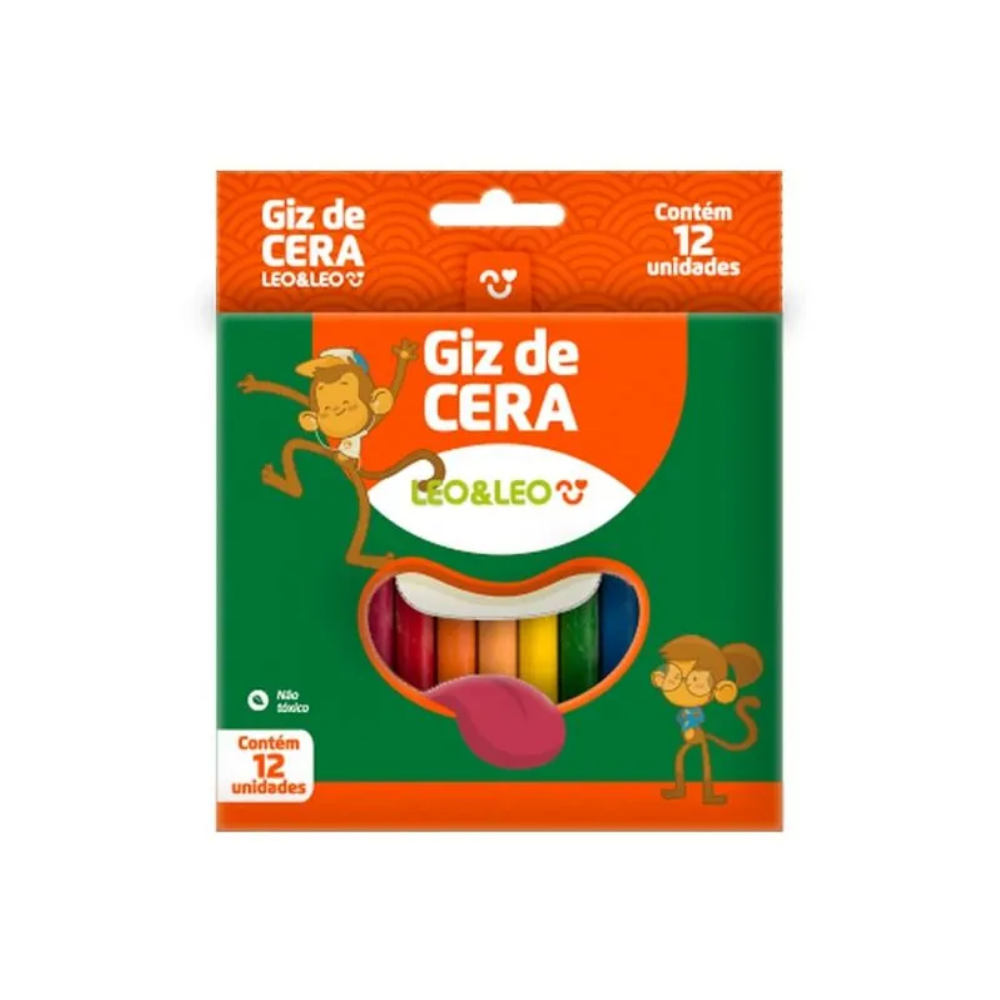 Giz de Cera  12 Cores Fino 8mm x 88mm LEO&LEO