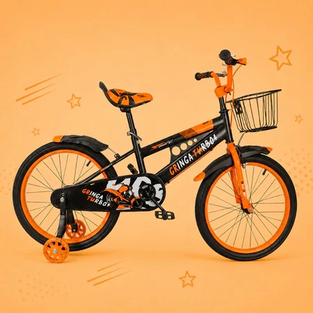 Bicicleta Infantil Turbo Aro 16 LED + Rodinha LED + Freio V-Brake + Cesti
