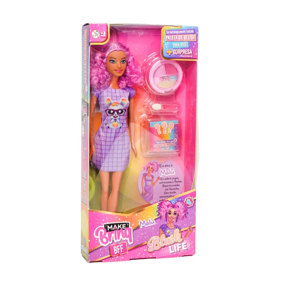 Boneca de Brinquedo Blush Life (Malu) Make Brinq POLIBRINQ
