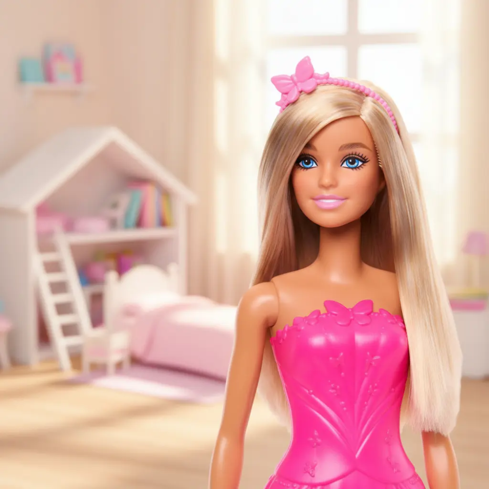 Boneca Barbie Donzelas Loira com Vestido Rosa MATTEL