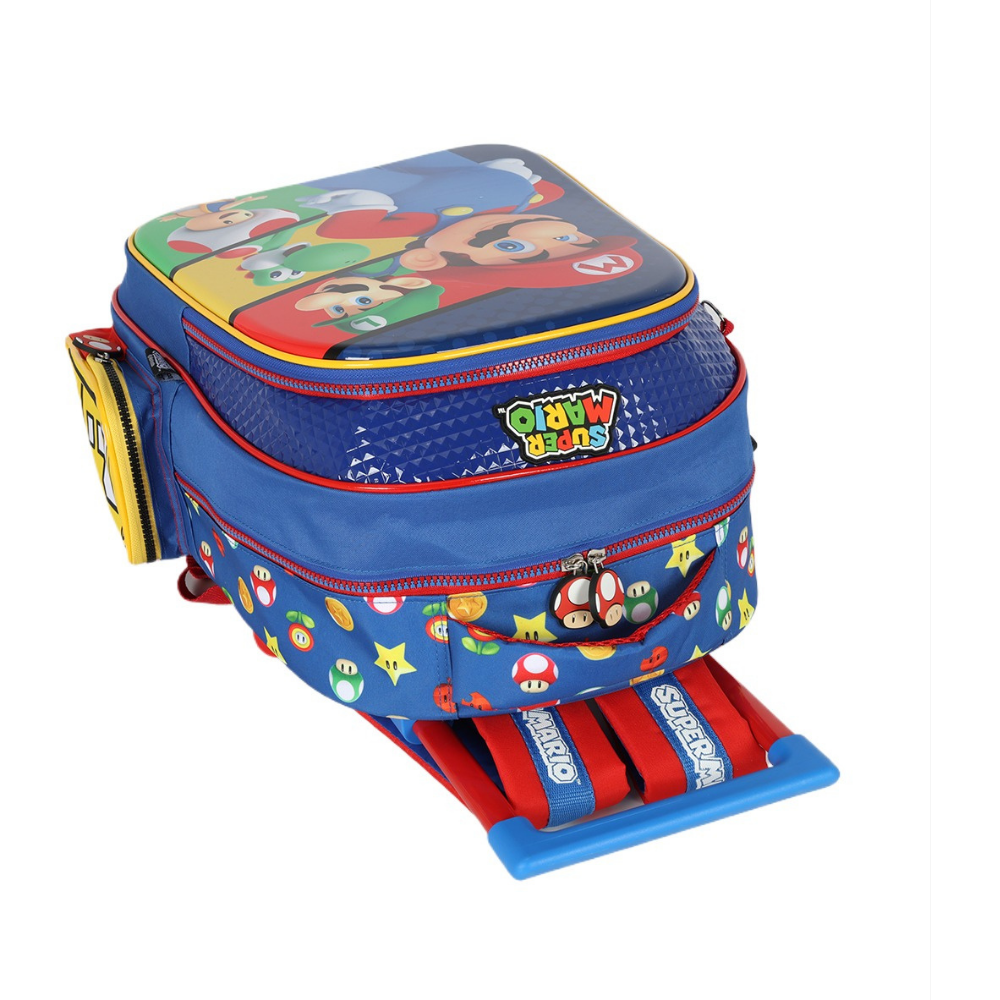 Mochila com Rodas e Alça Super Mario Bros Azul LUXCEL