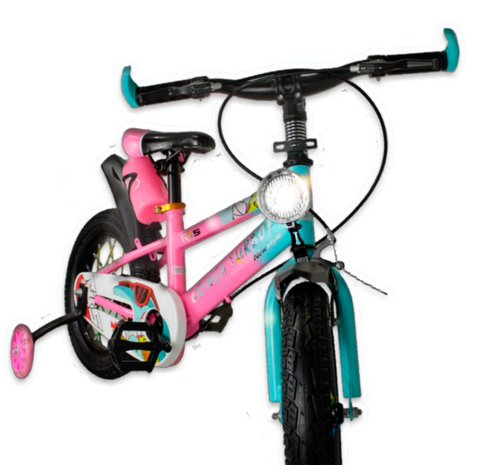 Bicicleta Infantil Aro 16 Rosa 4 a 8 Anos Estilo Shark com LED + Pneu Grosso + R